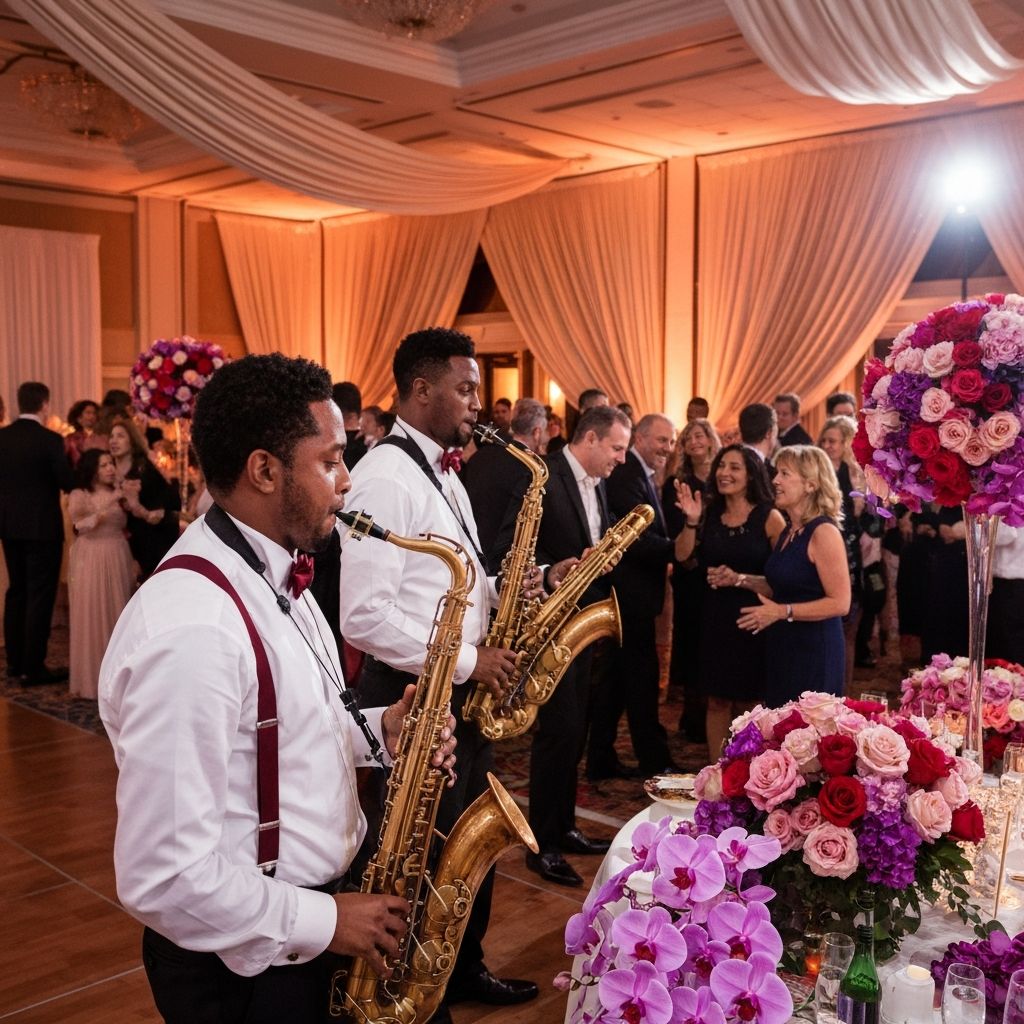 Live band performing at elegant wedding reception